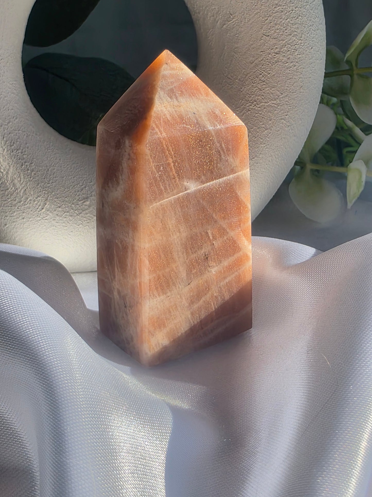 Peach Moonstone with Sunstone Flash #J8 – Radiance, Intuition and Inner Joy