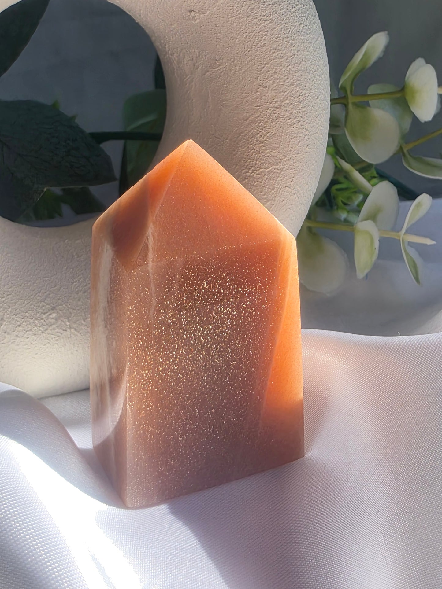 Peach Moonstone with Sunstone Flash #J6 – Radiance, Intuition and Inner Joy