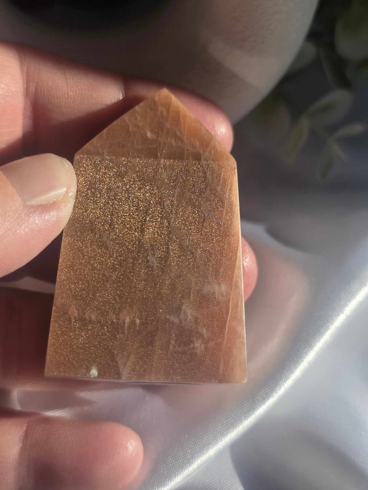 Peach Moonstone with Sunstone Flash #J5 – Radiance, Intuition and Inner Joy