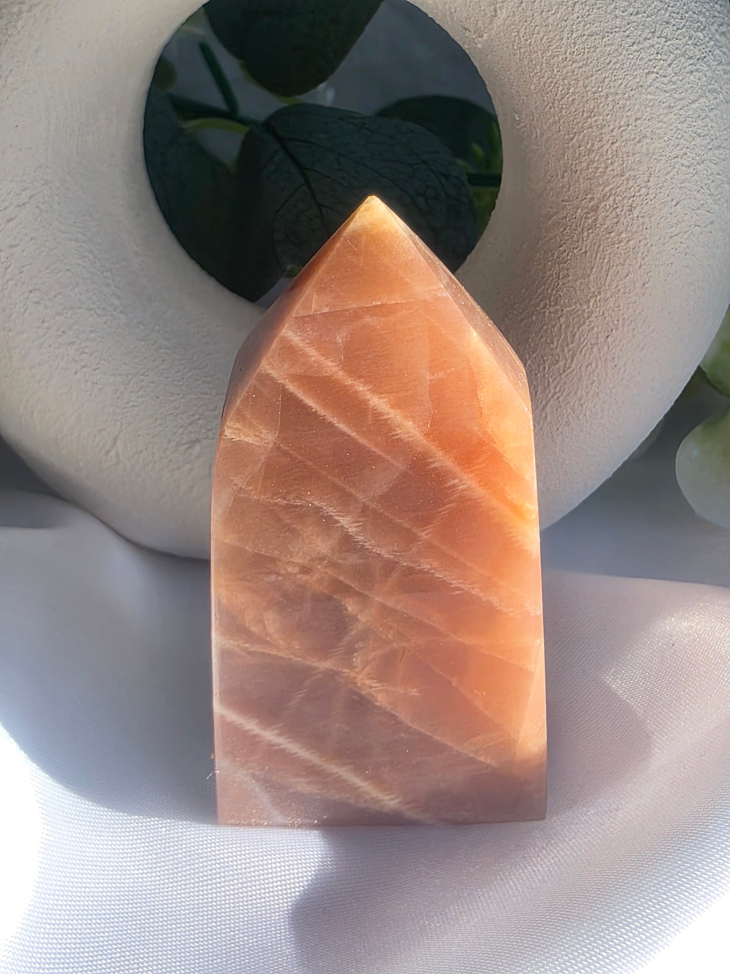 Peach Moonstone with Sunstone Flash #j4 – Radiance, Intuition and Inner Joy