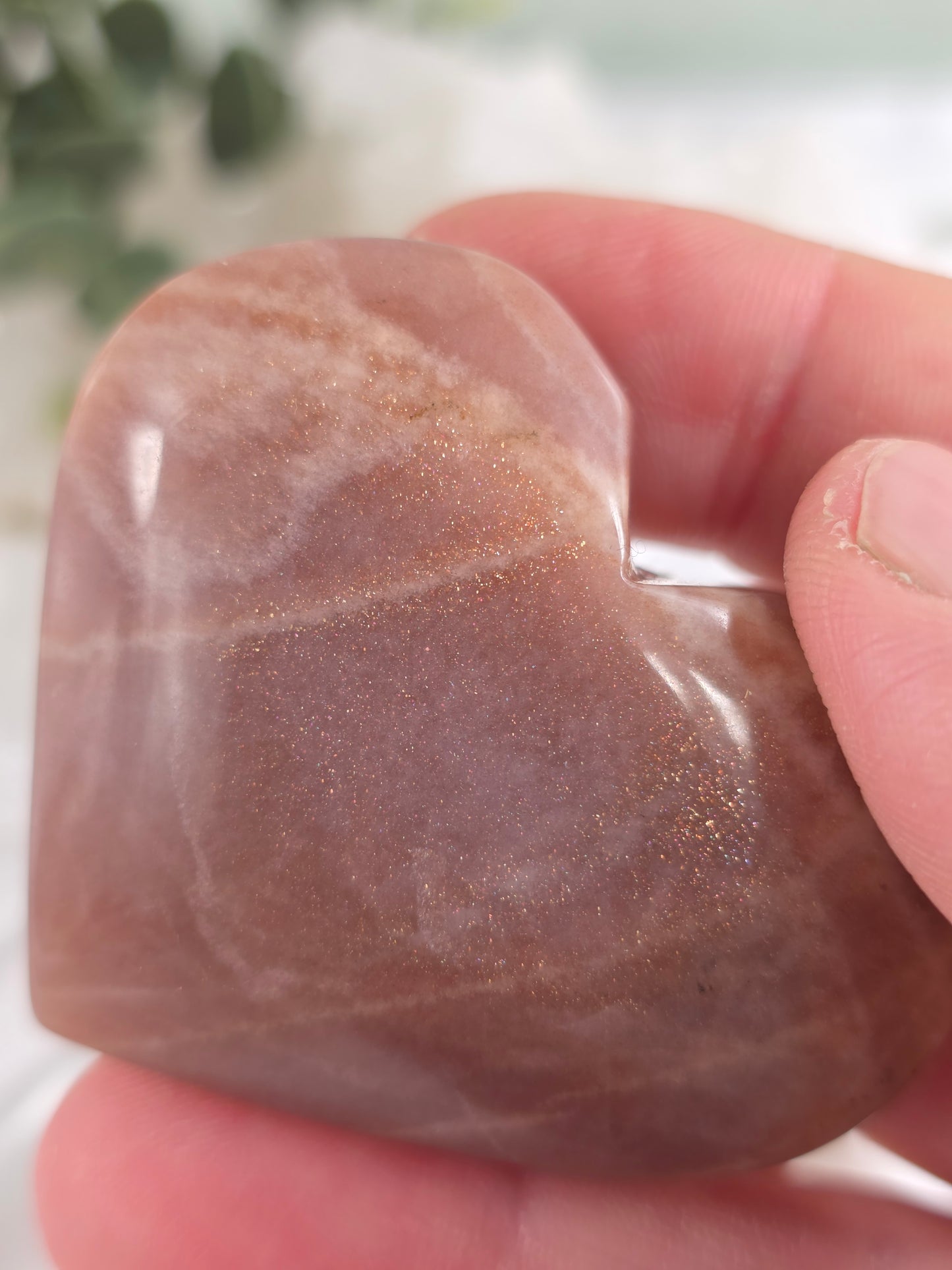 Peach Moonstone Heart #P10 – Emotional Balance and Inner Strength