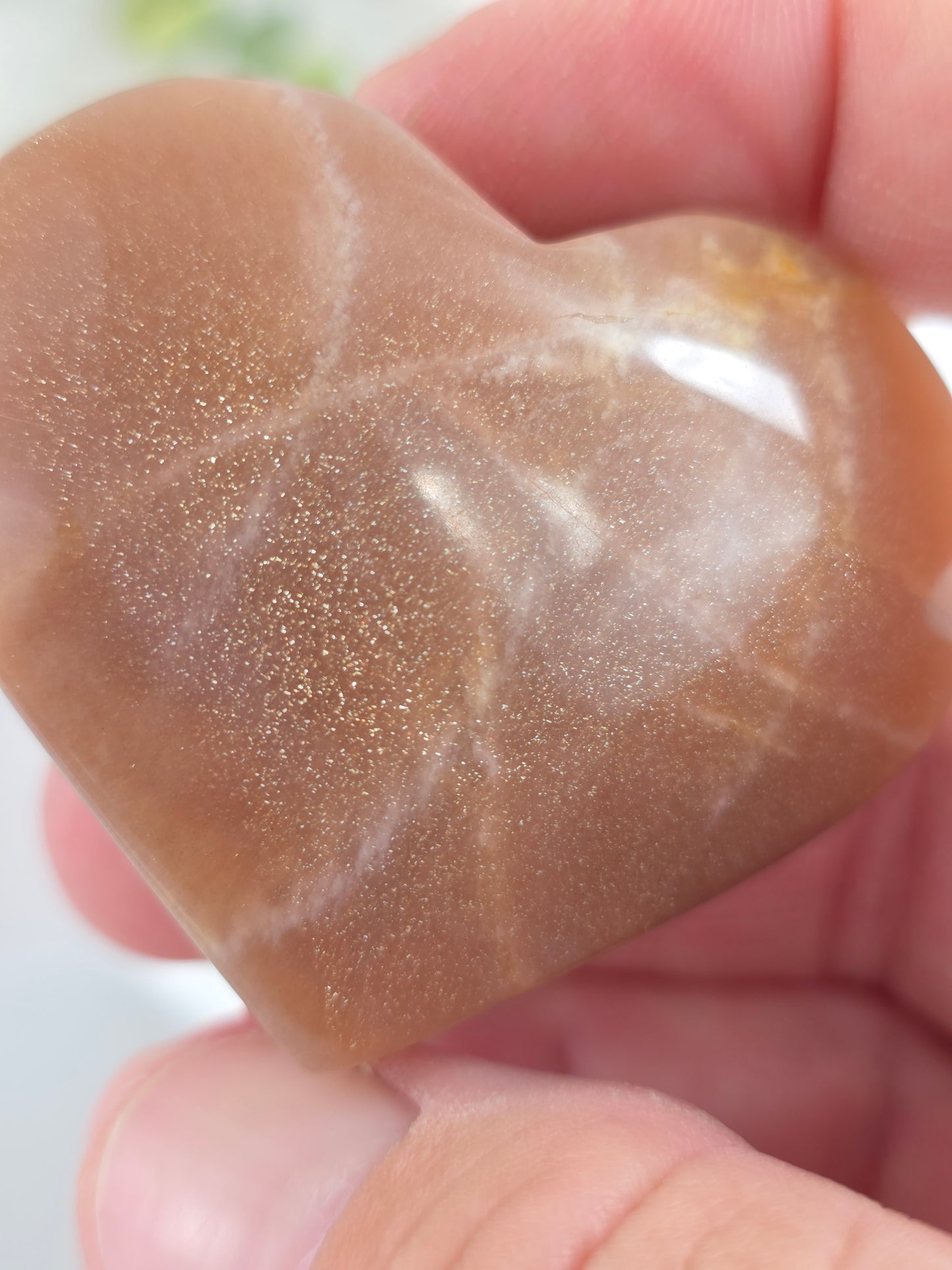 Peach Moonstone Heart #P5 – Emotional Balance and Inner Strength