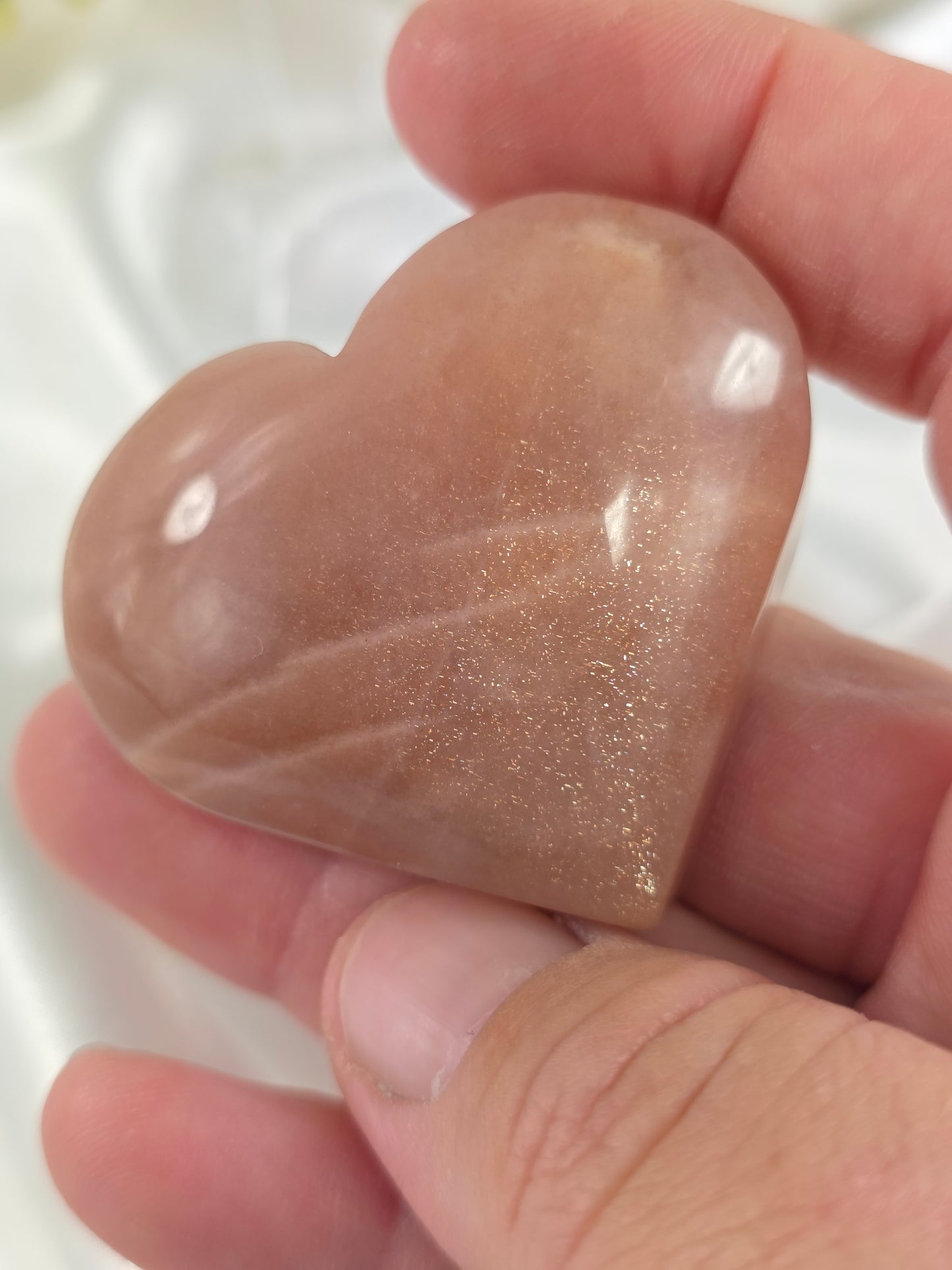 Peach Moonstone Heart #P4 – Emotional Balance and Inner Strength