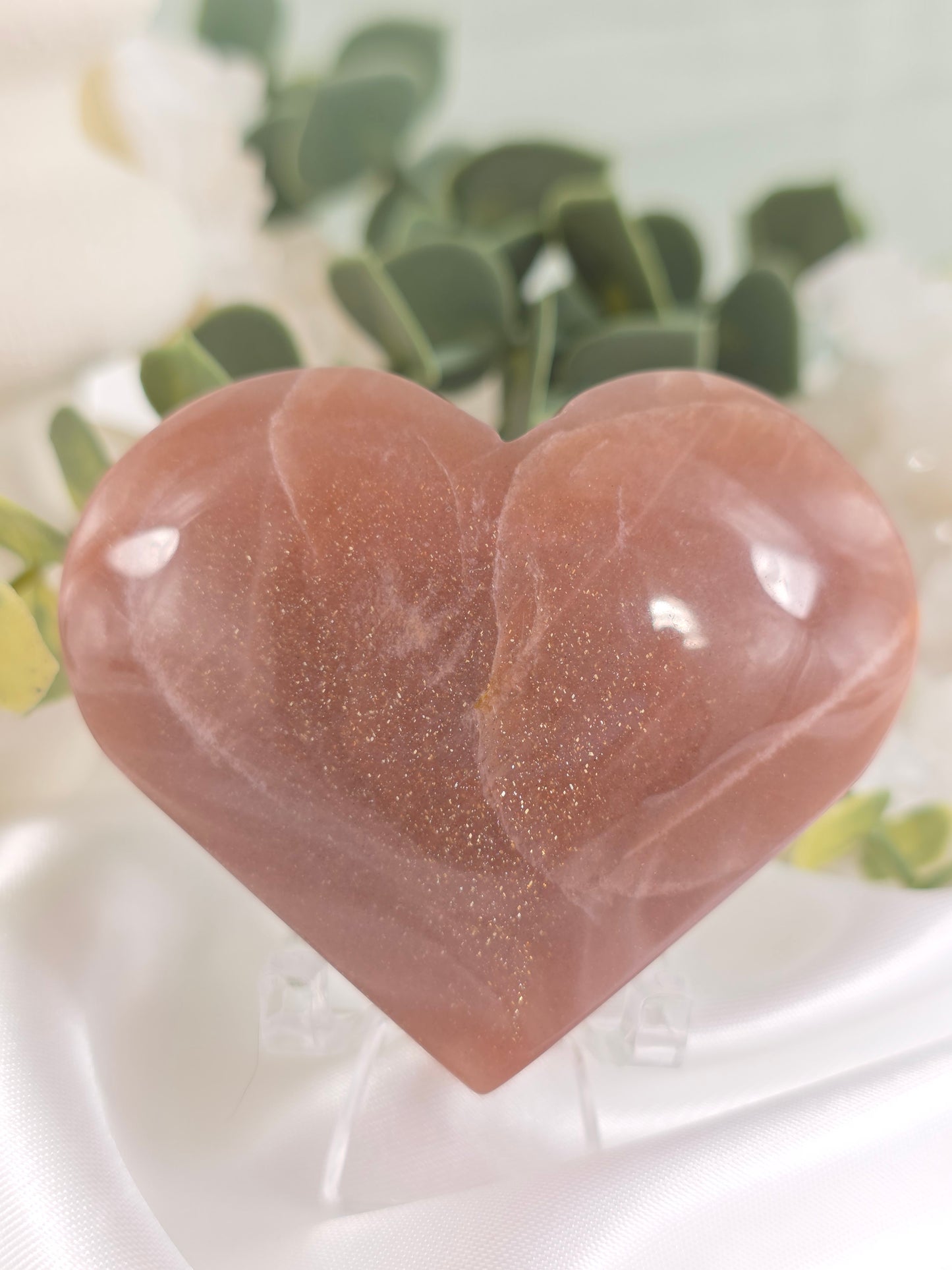 Peach Moonstone Heart #P7 – Emotional Balance and Inner Strength