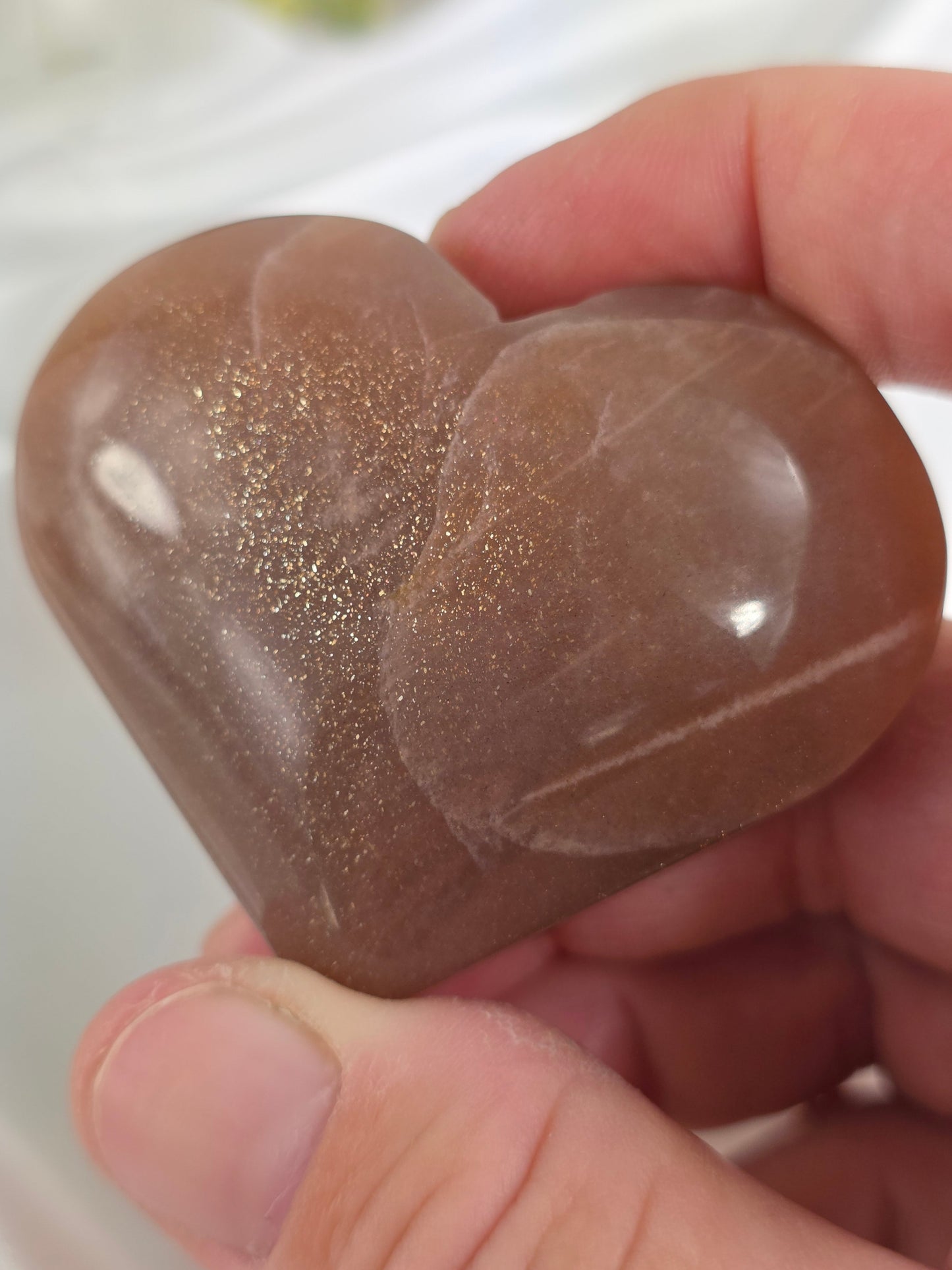 Peach Moonstone Heart #P7 – Emotional Balance and Inner Strength