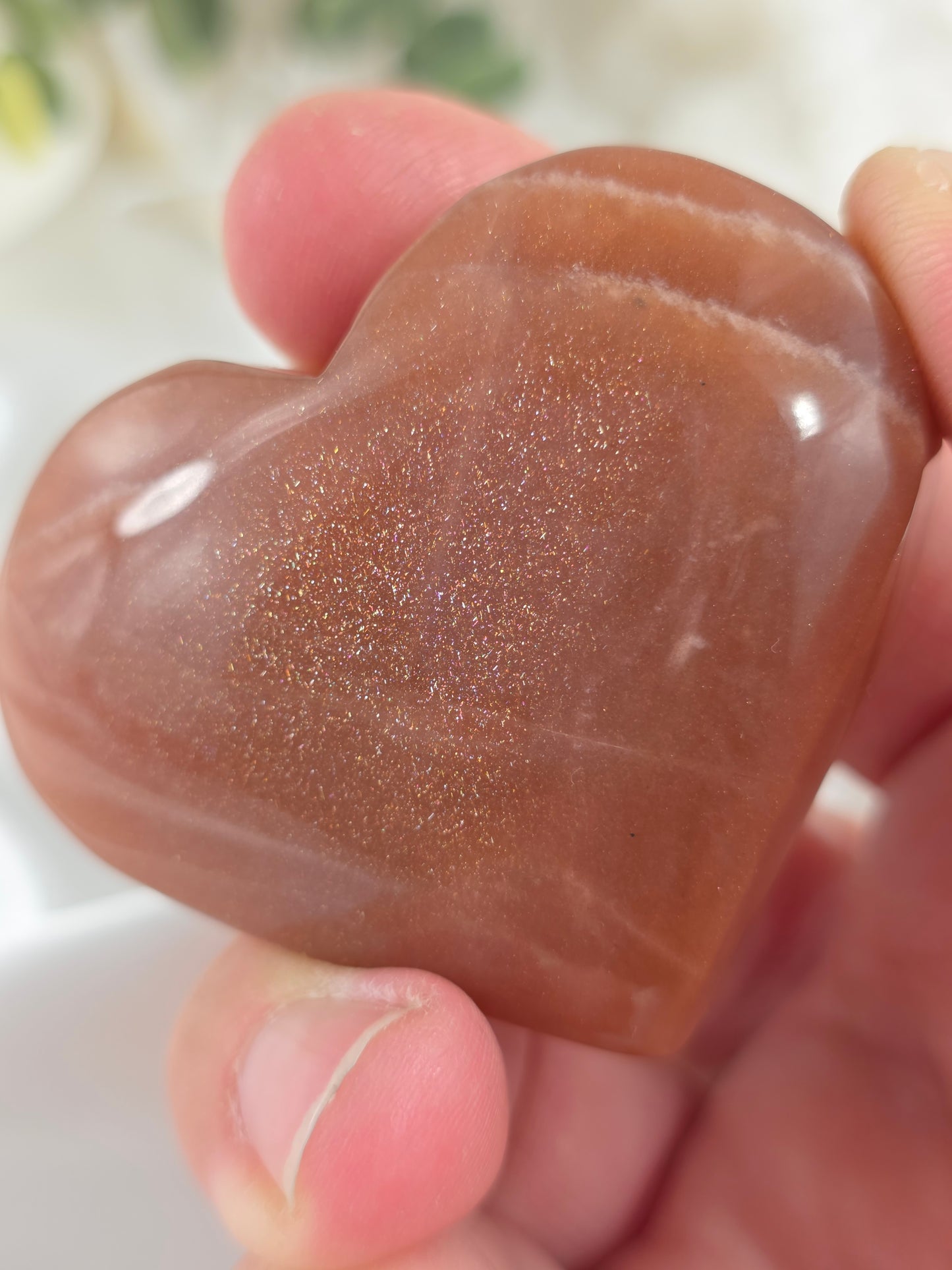 Peach Moonstone Heart #P6 – Emotional Balance and Inner Strength