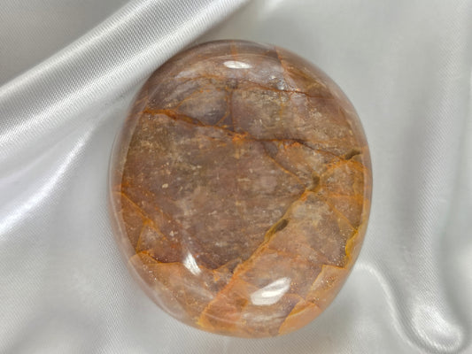 Peach Moonstone Palm Stone #Q9 – Comfort, Feminine Energy and Emotional Healing
