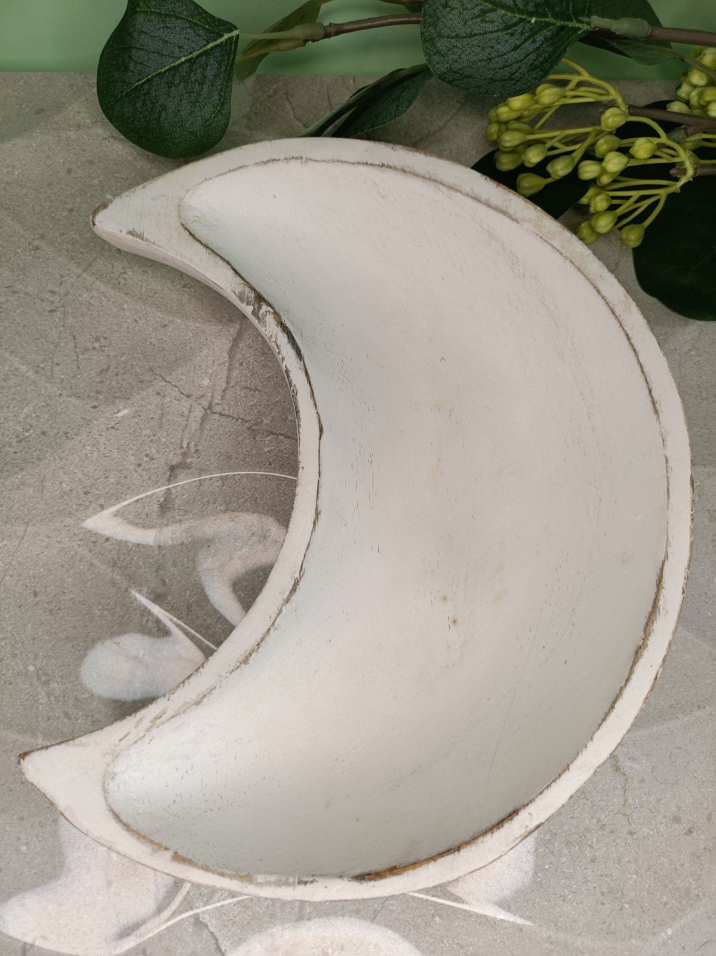 Crescent Moon Bowl – White Wash – Intention, Ritual and Sacred Display