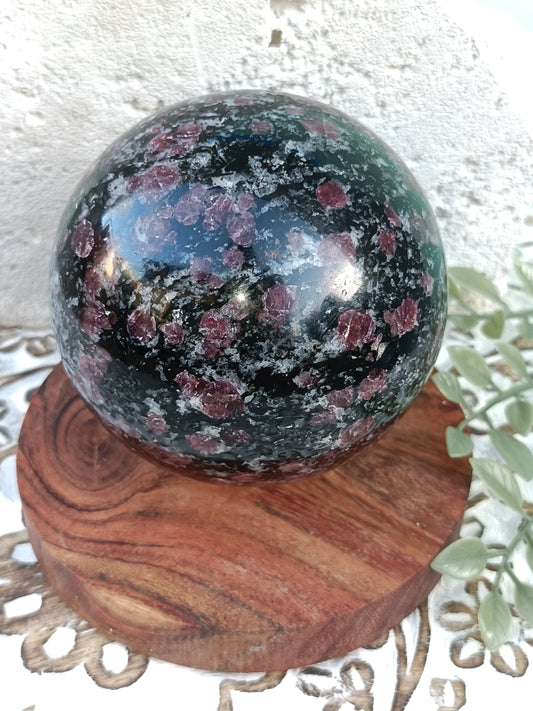 Garnet in Arfvedsonite Sphere #55 – Manifestation, Grounding and Inner Power