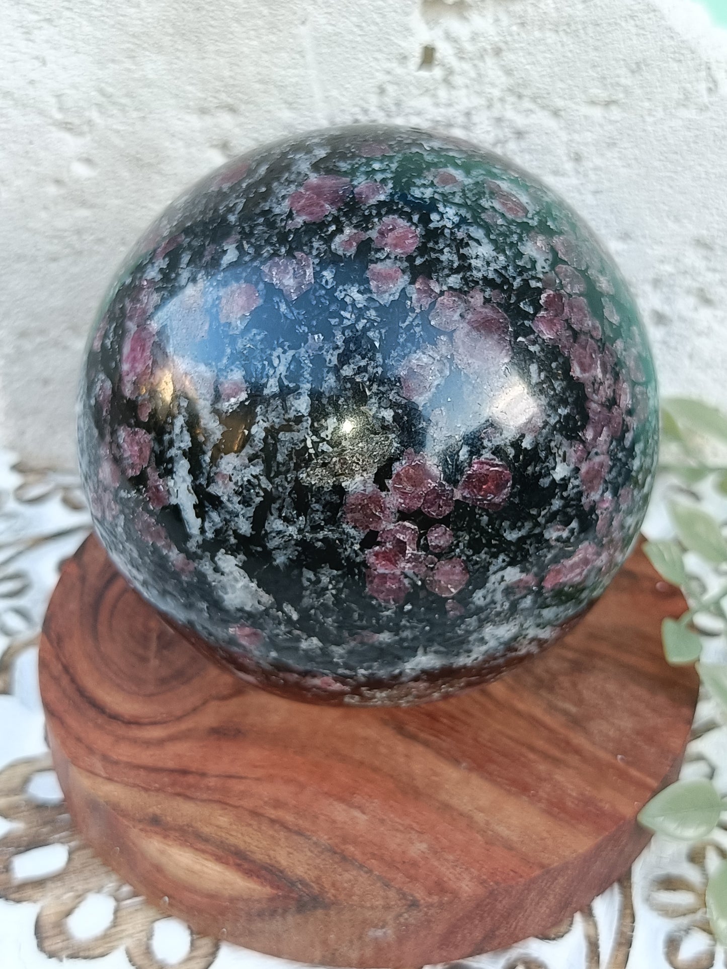 Garnet in Arfvedsonite Sphere #55 – Manifestation, Grounding and Inner Power