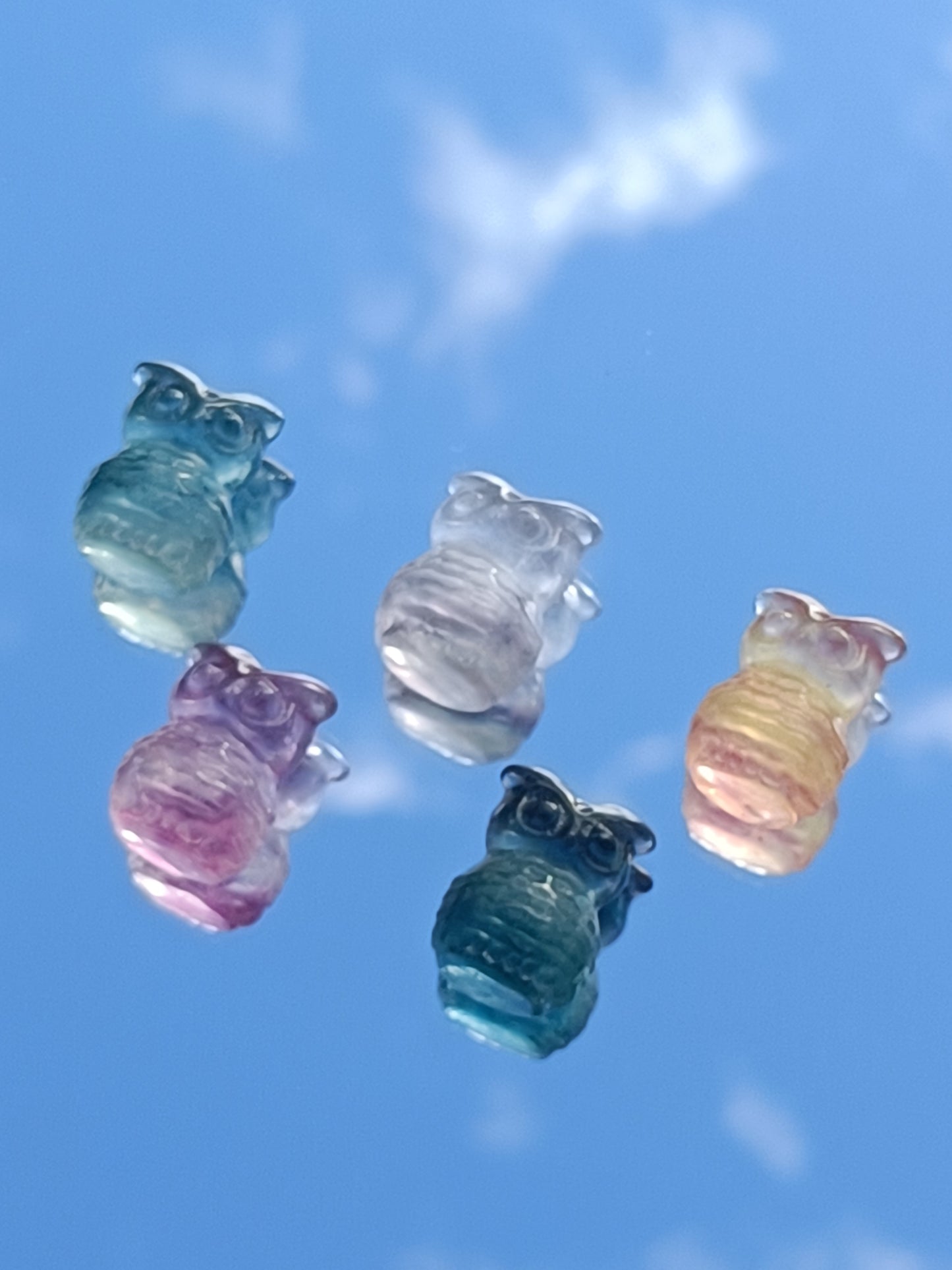 Rainbow Fluorite Mini Owl – Calm, Clarity and Soul Connection