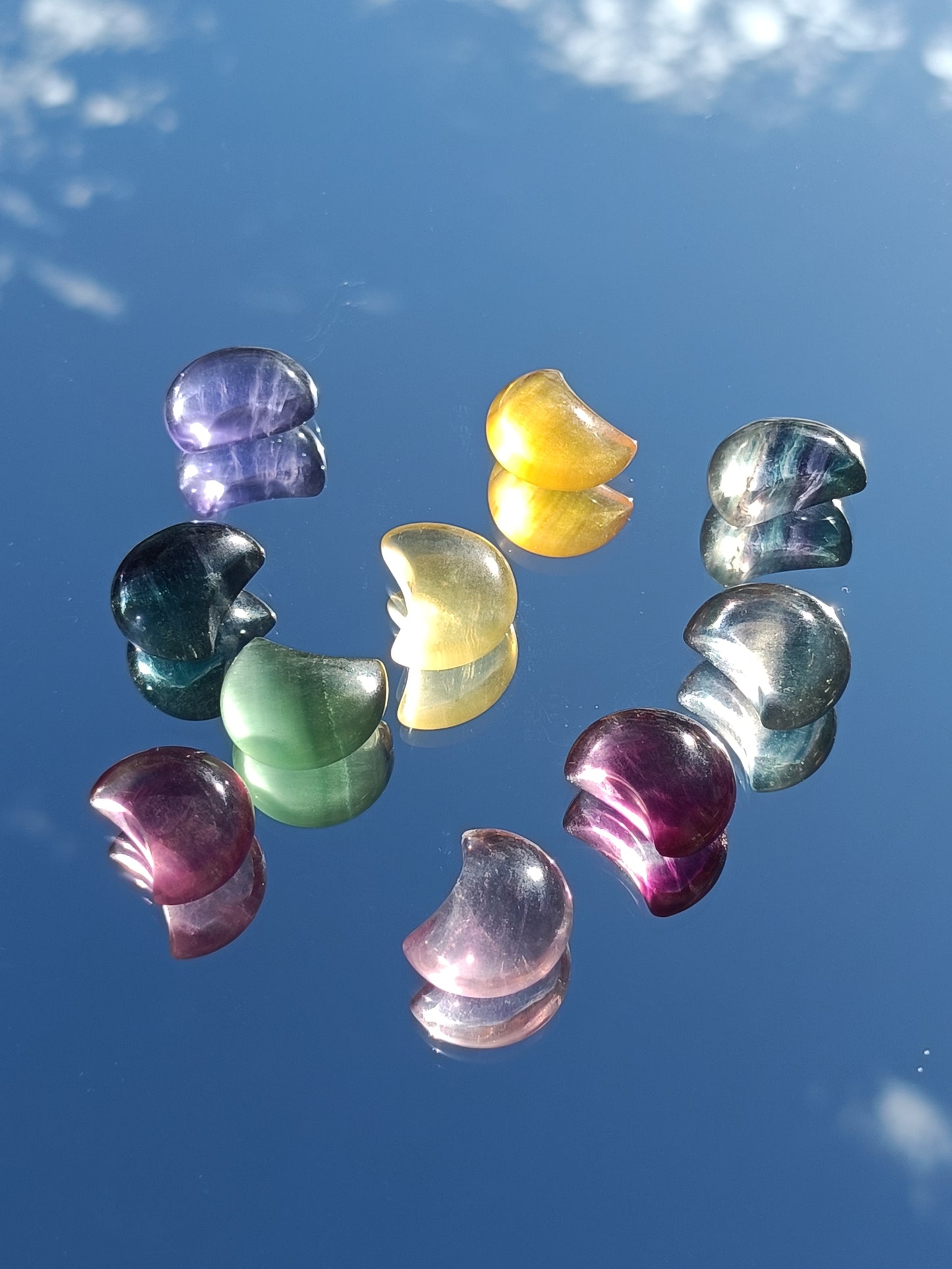 Rainbow Fluorite Mini Moon – Calm, Clarity and Soul Connection