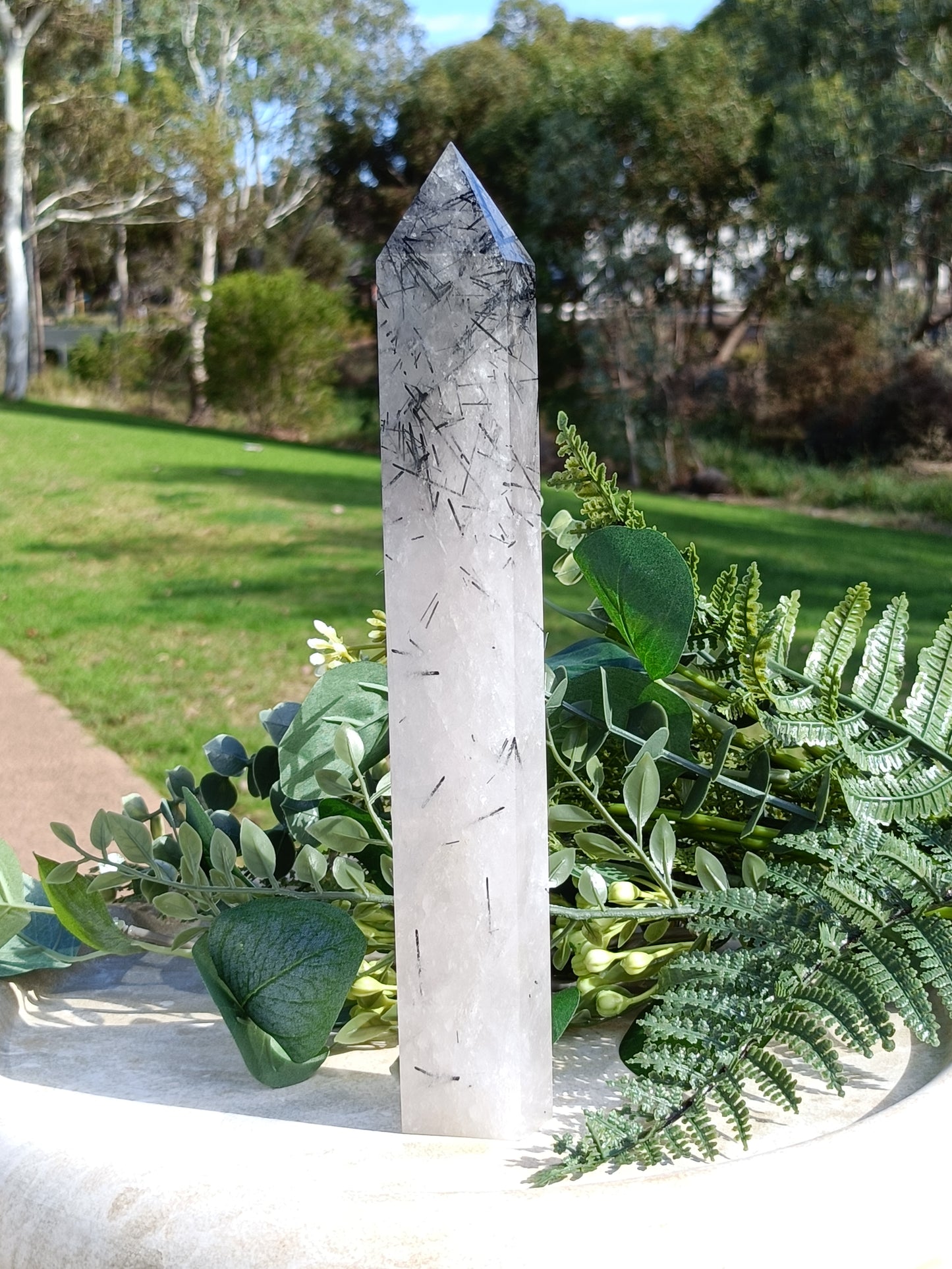 Tourmalinated Quartz Tower #250 – Clarity, Protection and Grounded Energy