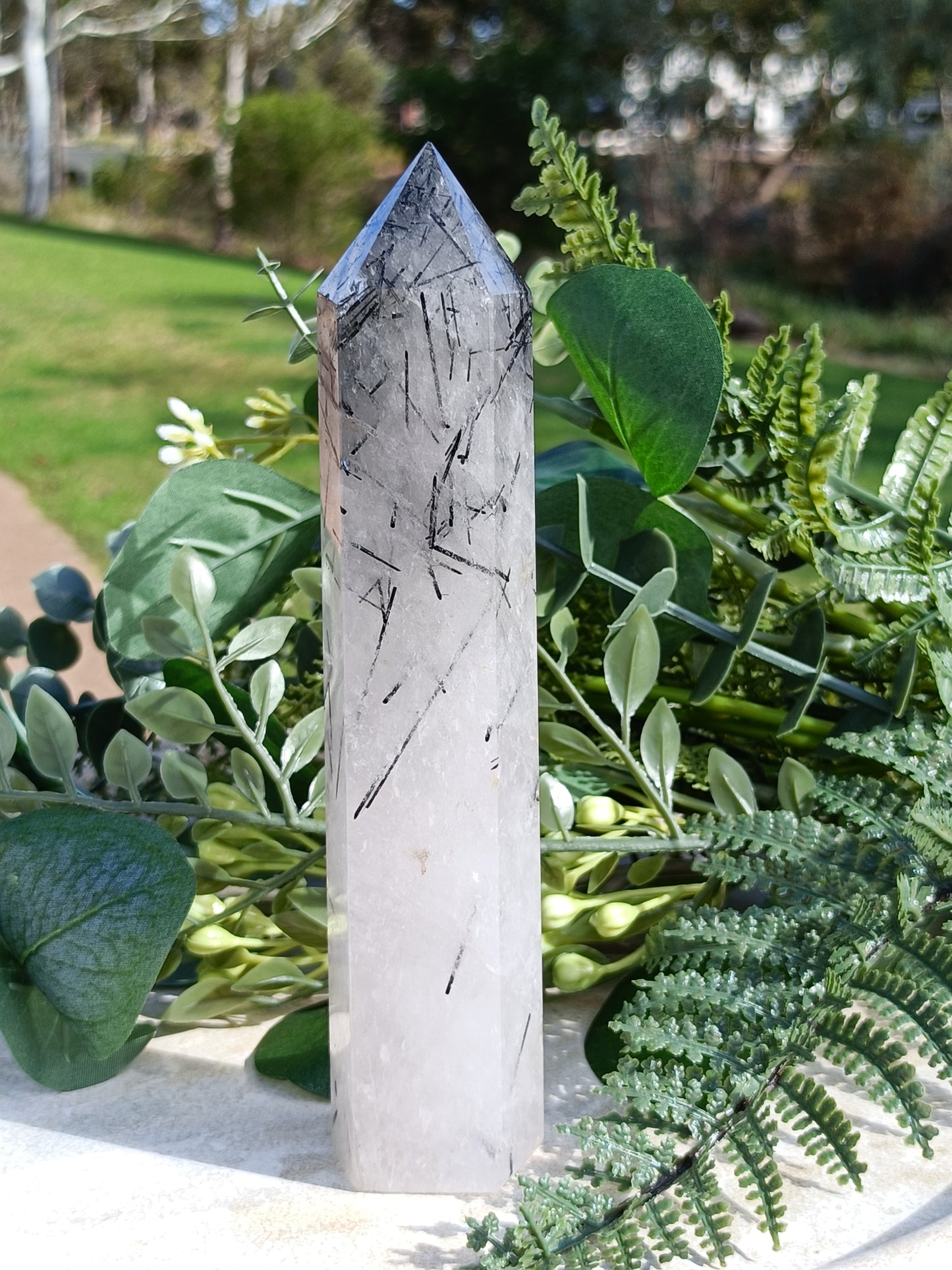 Tourmalinated Quartz Tower #248 – Clarity, Protection and Grounded Energy