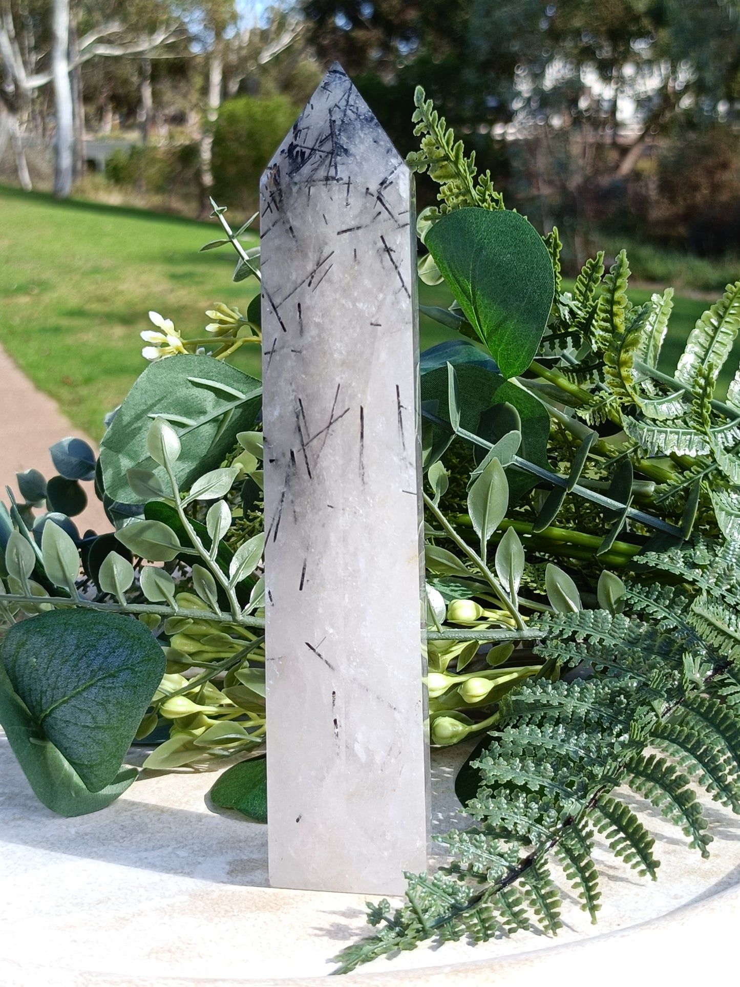 Tourmalinated Quartz Tower #249 – Clarity, Protection and Grounded Energy