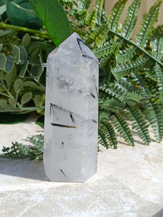 Tourmalinated Quartz Tower #245 – Clarity, Protection and Grounded Energy