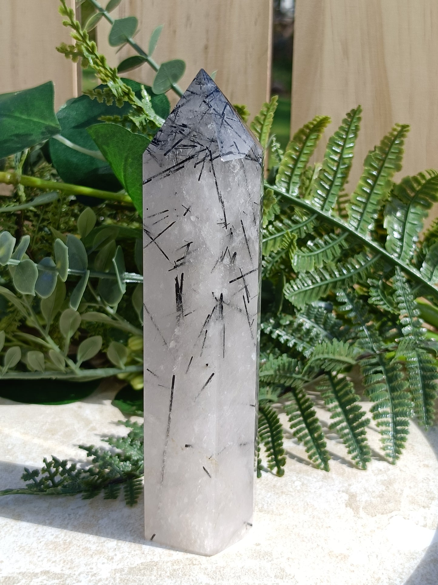 Tourmalinated Quartz Tower #247 – Clarity, Protection and Grounded Energy