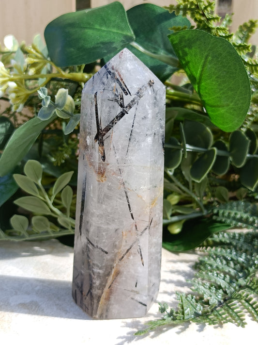 Tourmalinated Quartz Tower #246 – Clarity, Protection and Grounded Energy
