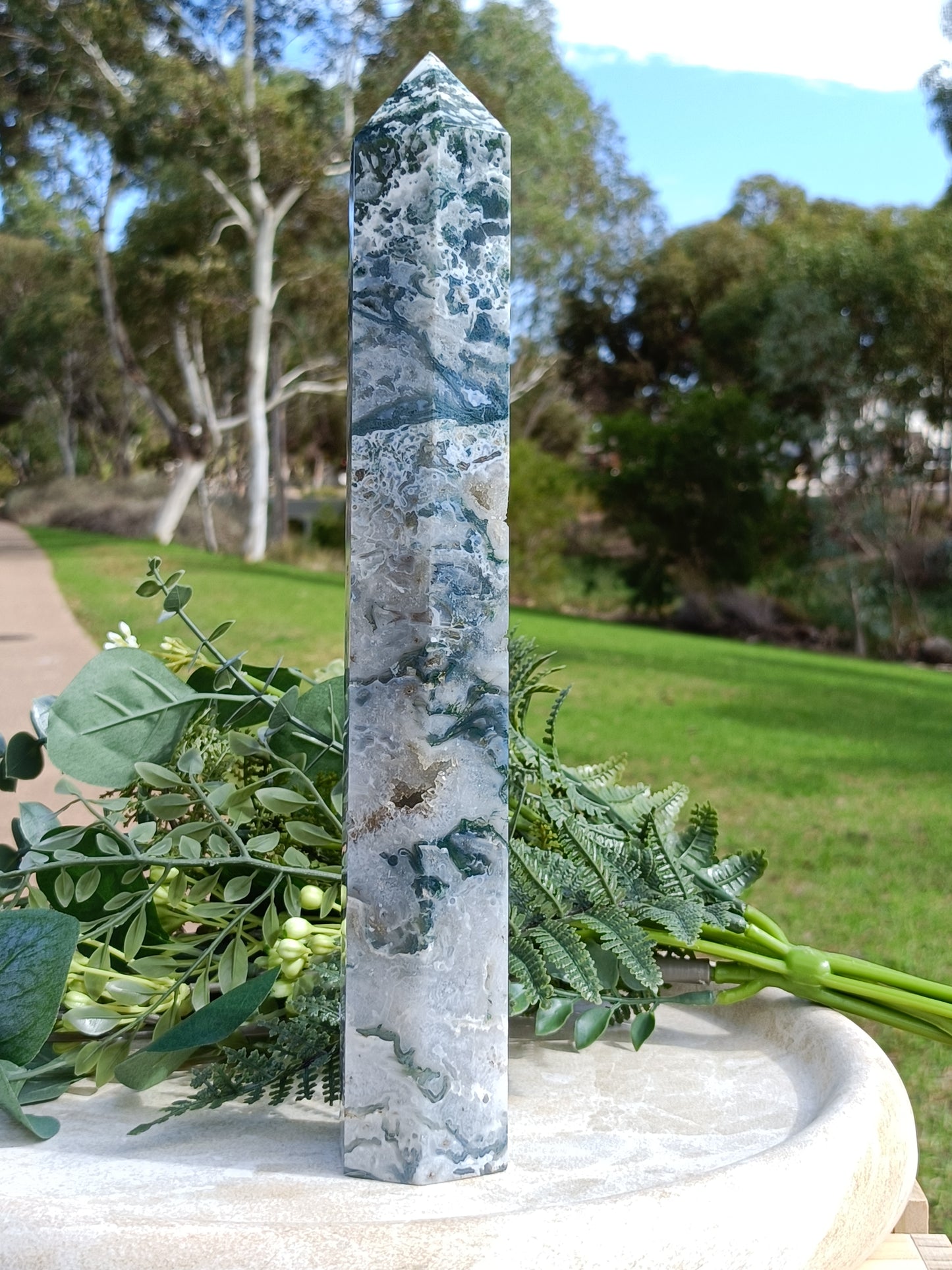 Moss Agate Tower #219 – Growth, Renewal and Connection to Earth