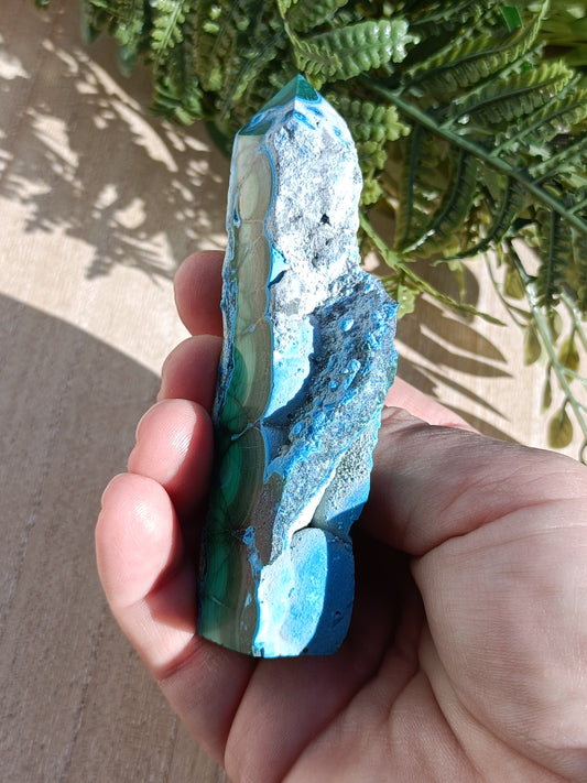 Malachite and Chrysocolla Point #287 – Empowerment, Healing and Divine Feminine Energy