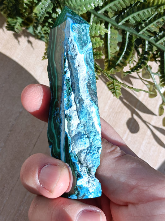 Malachite and Chrysocolla Point #315 – Empowerment, Healing and Divine Feminine Energy