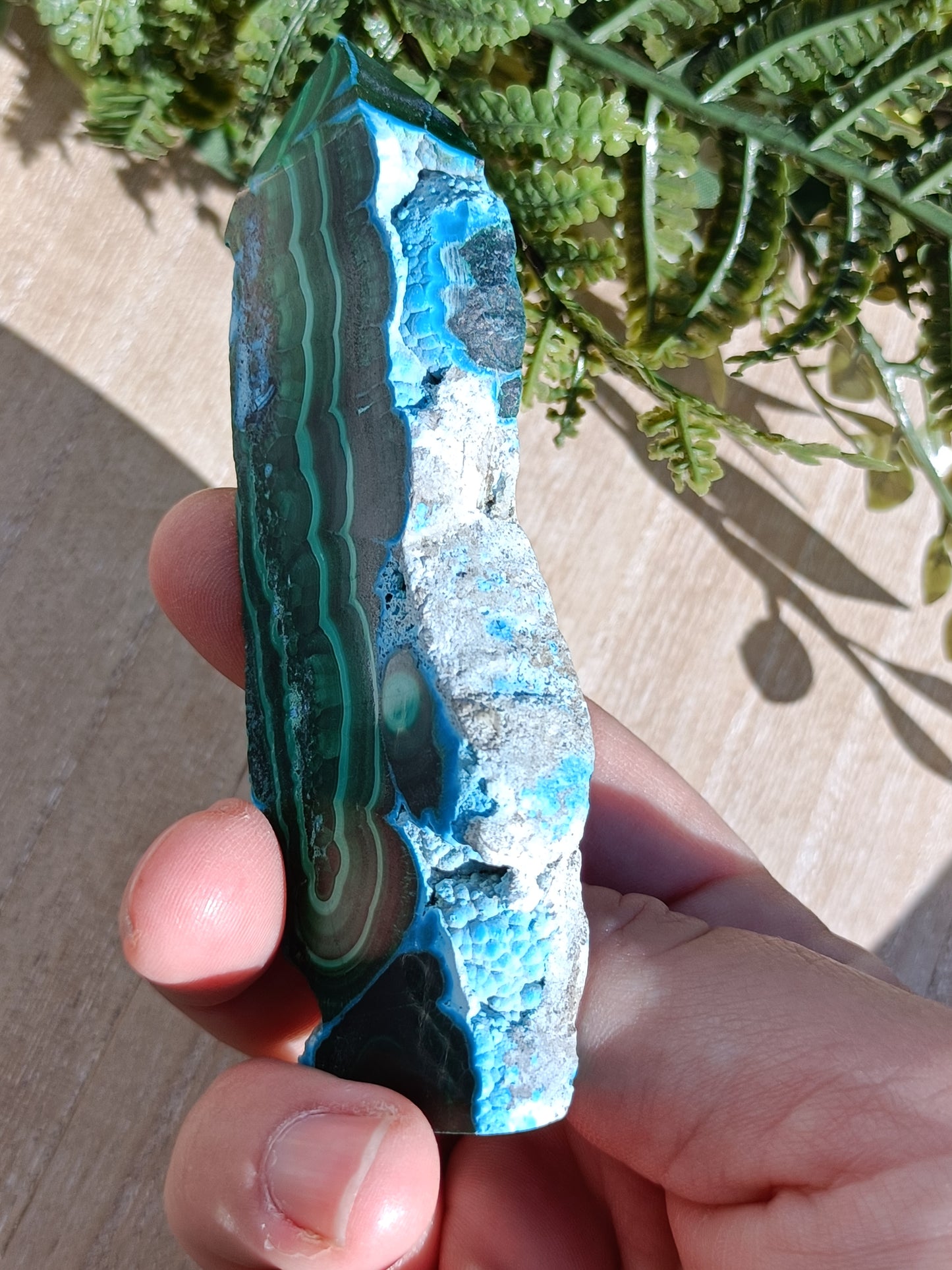 Malachite and Chrysocolla Point #315 – Empowerment, Healing and Divine Feminine Energy