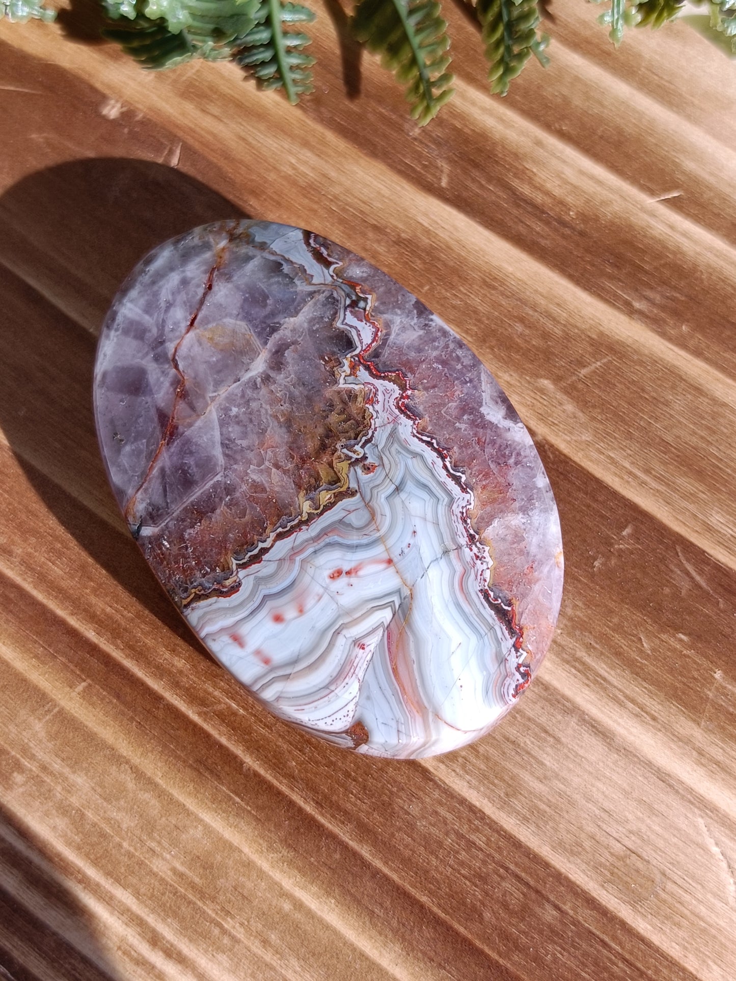 Amethyst Agate Palm Stone #239 – Calm, Clarity and Emotional Balance