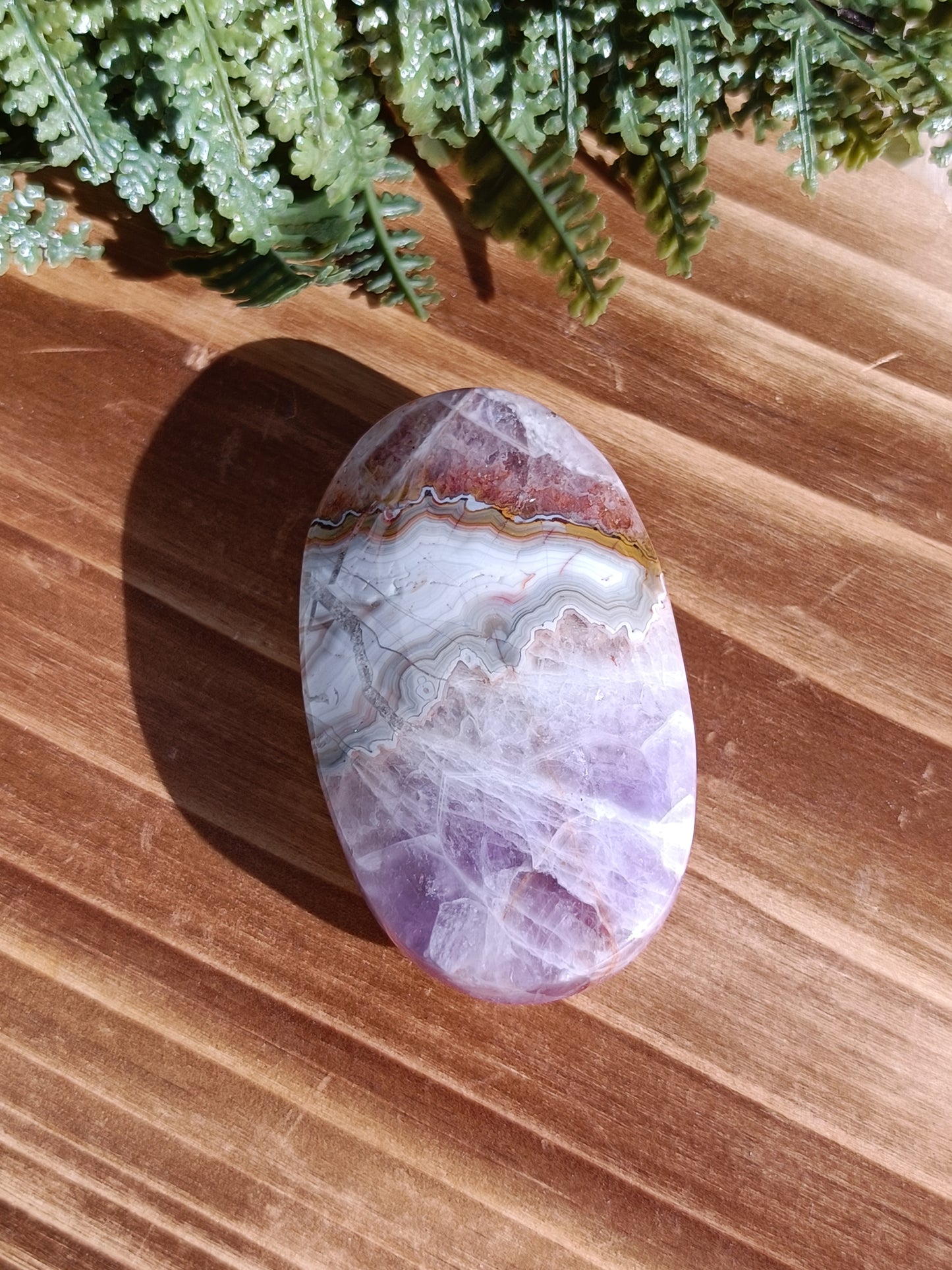 Amethyst Agate Palm Stone #230 – Calm, Clarity and Emotional Balance