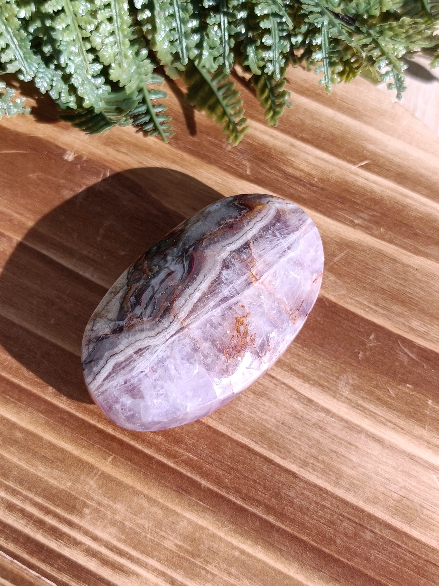 Amethyst Agate Palm Stone #240 – Calm, Clarity and Emotional Balance