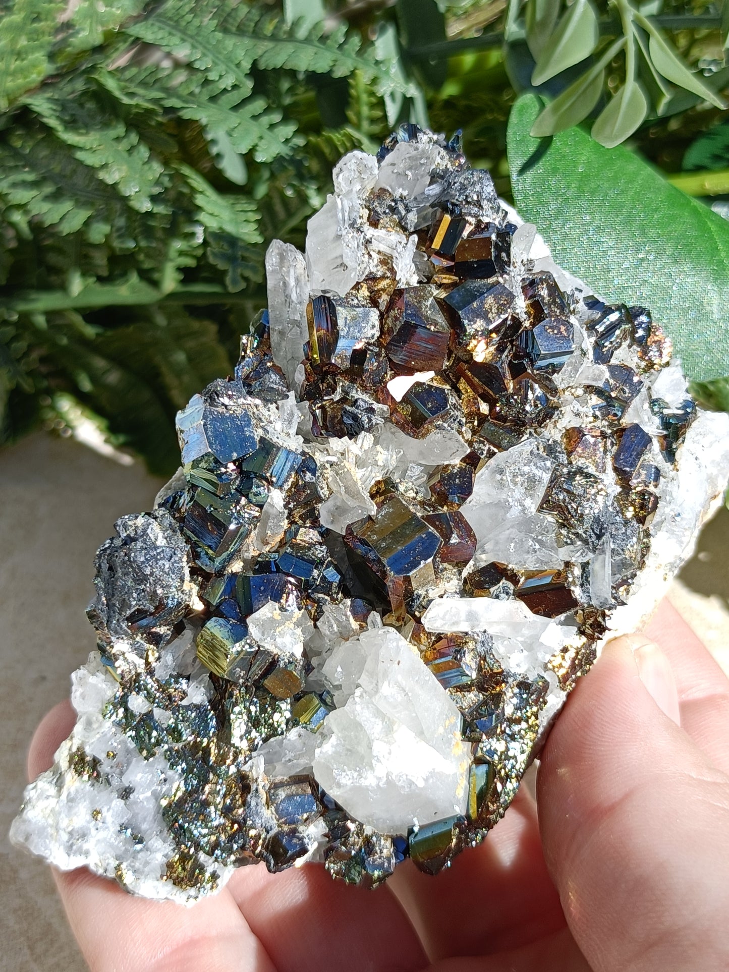 Rainbow Pyrite and Clear Quartz Cluster #323 – Radiance, Manifestation and Magnetic Energy