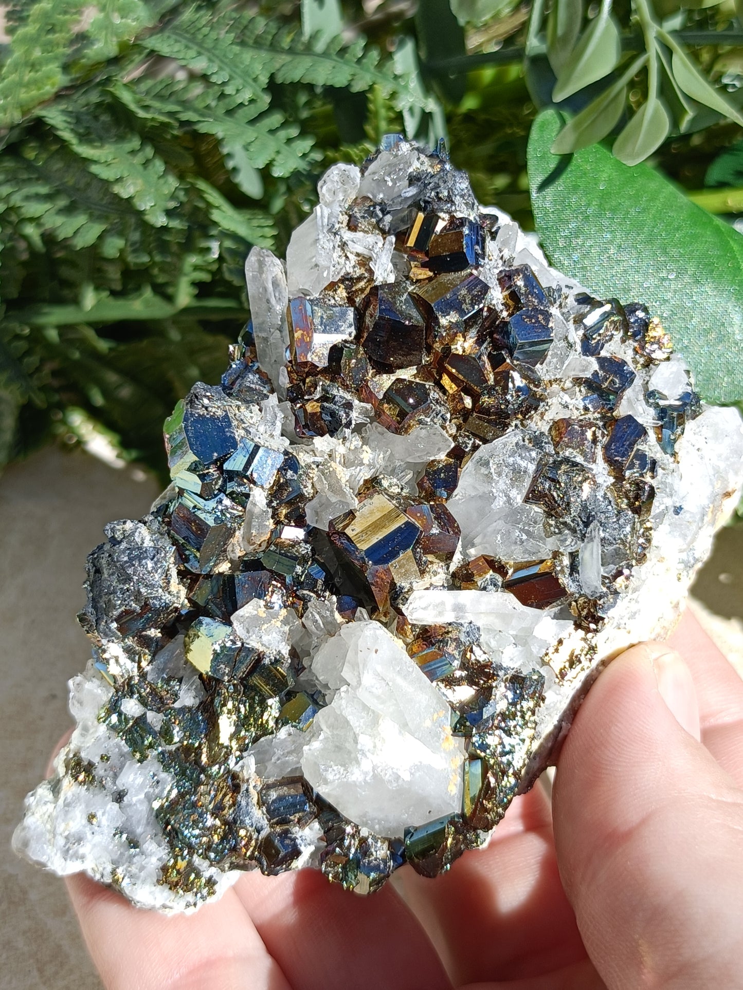 Rainbow Pyrite and Clear Quartz Cluster #323 – Radiance, Manifestation and Magnetic Energy