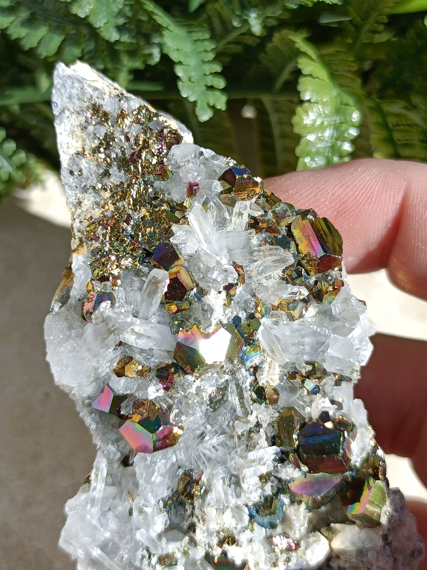 Rainbow Pyrite and Clear Quartz Cluster #334 – Radiance, Manifestation and Magnetic Energy