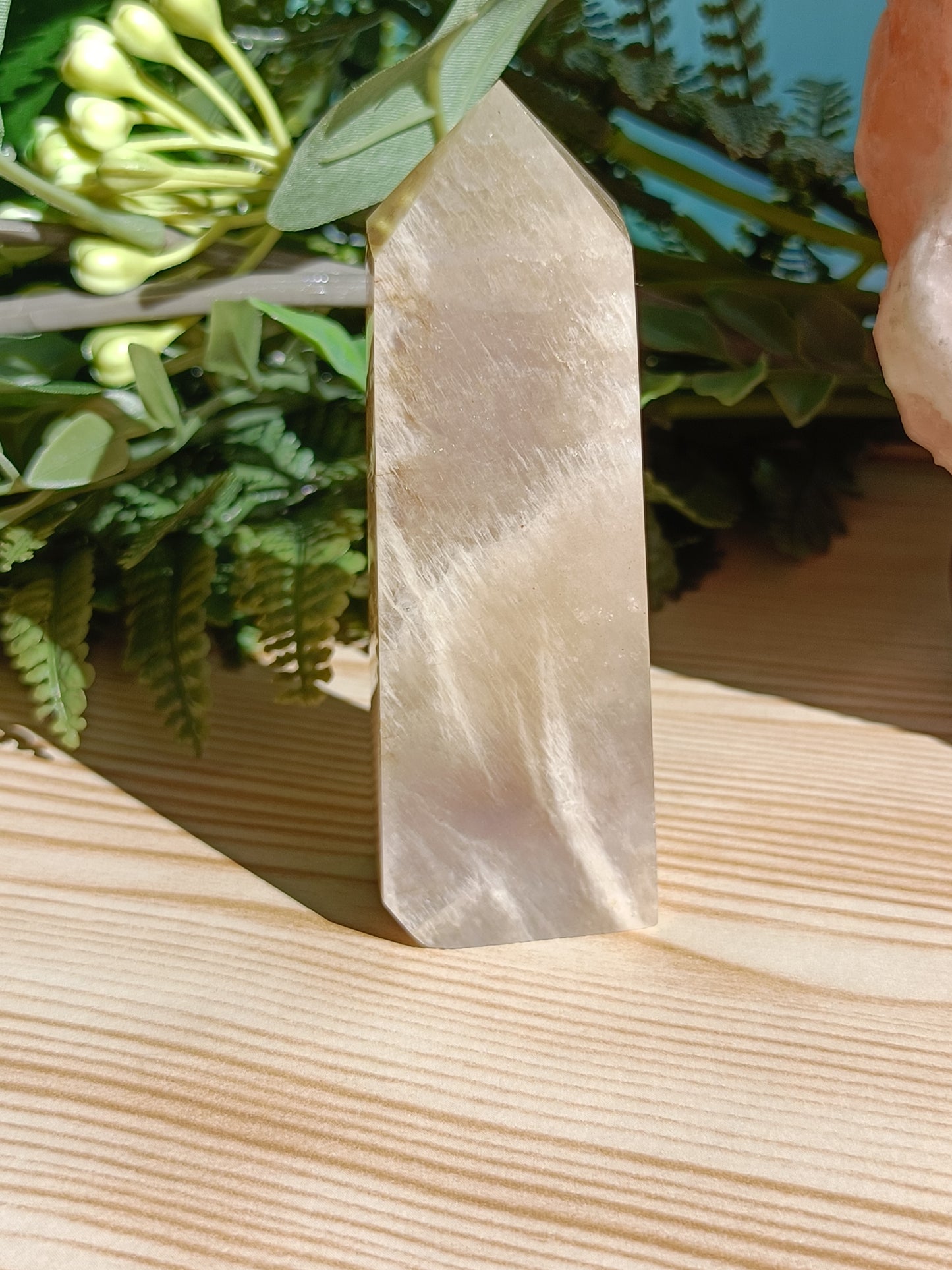 Moonstone Point #K6 – Intuition, Divine Feminine Energy and Emotional Balance
