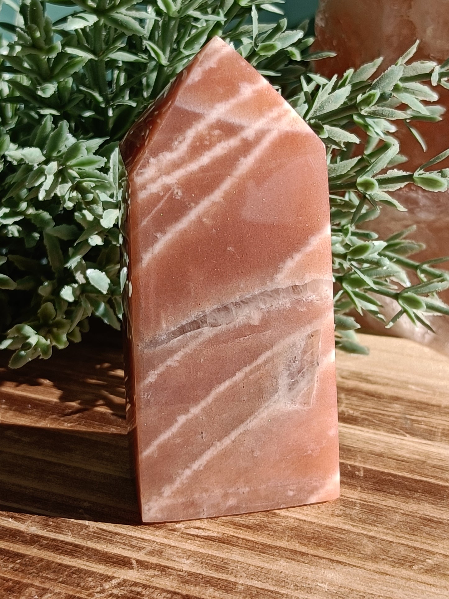 Peach Moonstone with Sunstone Flash #H6 – Radiance, Intuition and Inner Joy