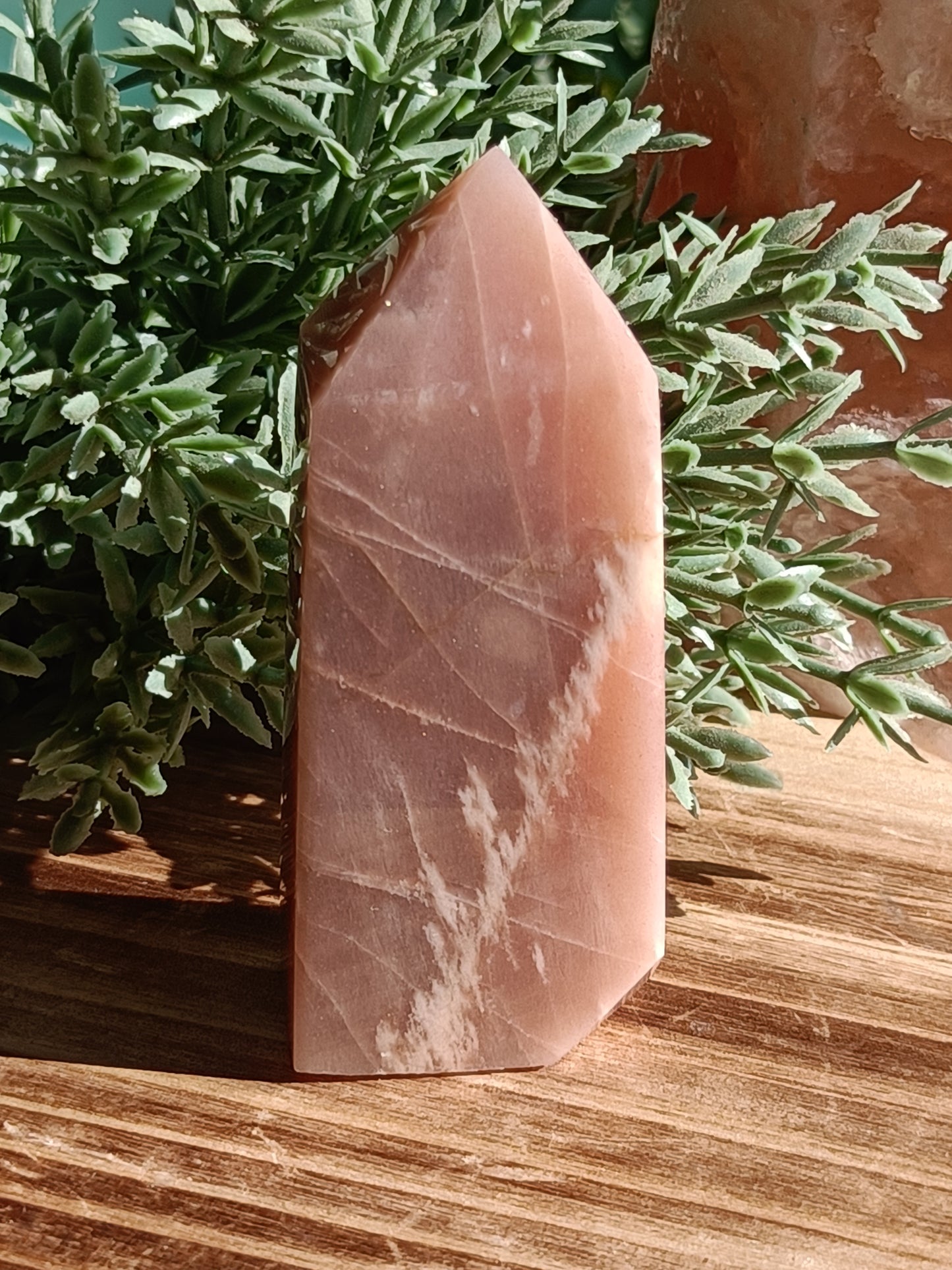 Peach Moonstone with Sunstone Flash #H8 – Radiance, Intuition and Inner Joy