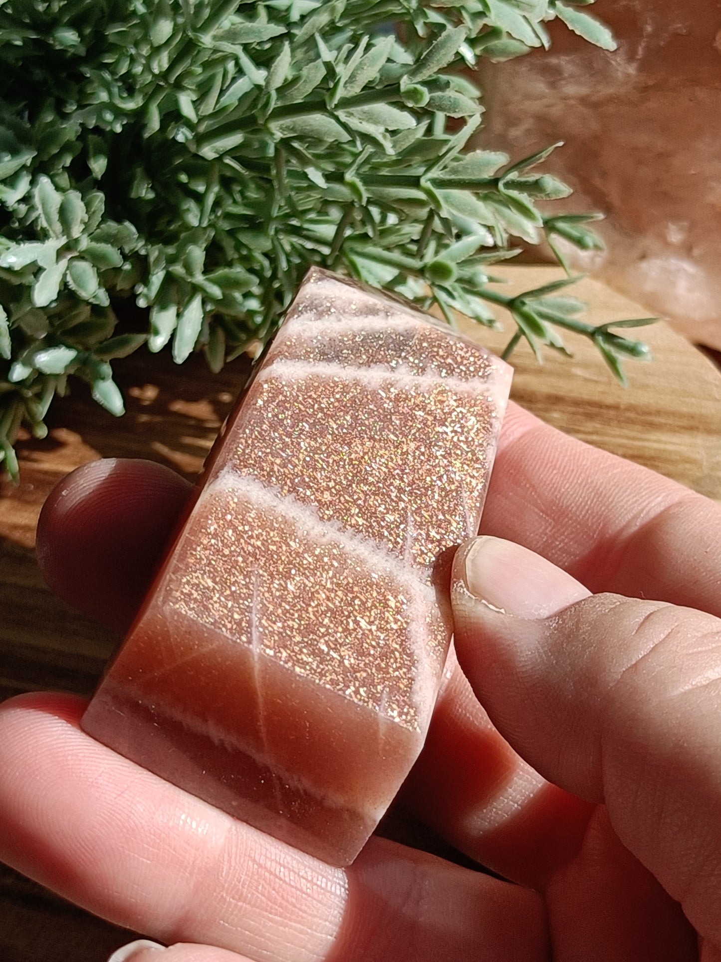 Peach Moonstone with Sunstone Flash #H7 – Radiance, Intuition and Inner Joy