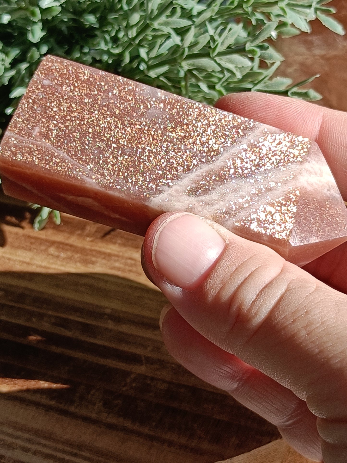 Peach Moonstone with Sunstone Flash #H7 – Radiance, Intuition and Inner Joy