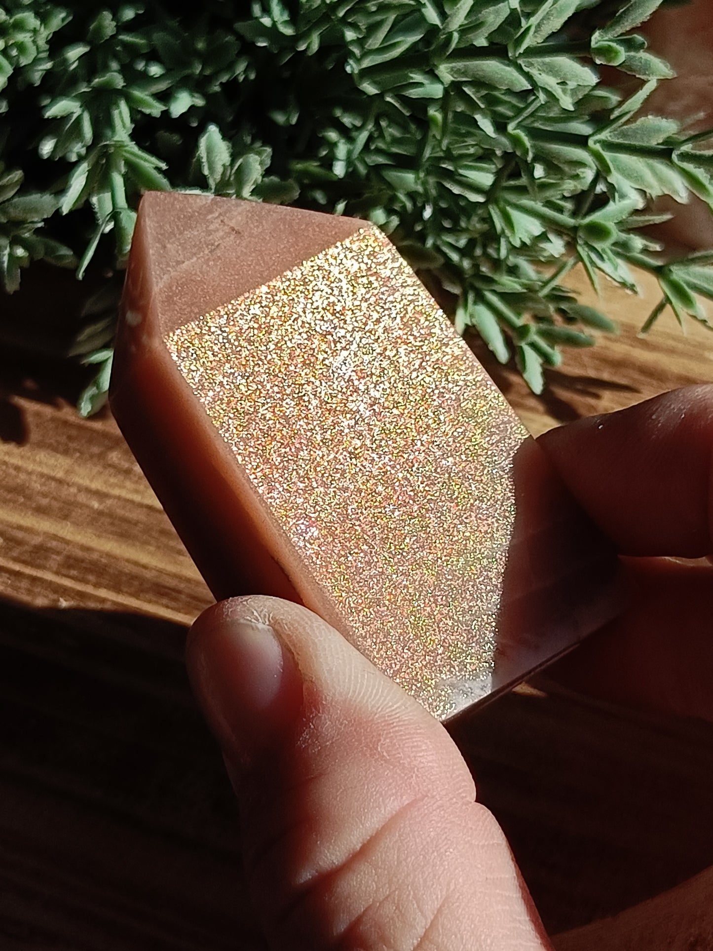 Peach Moonstone with Sunstone Flash #J1 – Radiance, Intuition and Inner Joy