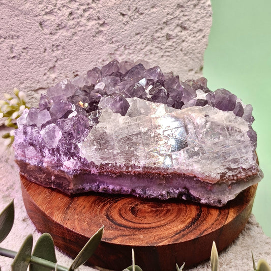Amethyst Cluster with Calcite Inclusion #29 – Calm, Clarity and Spiritual Protection
