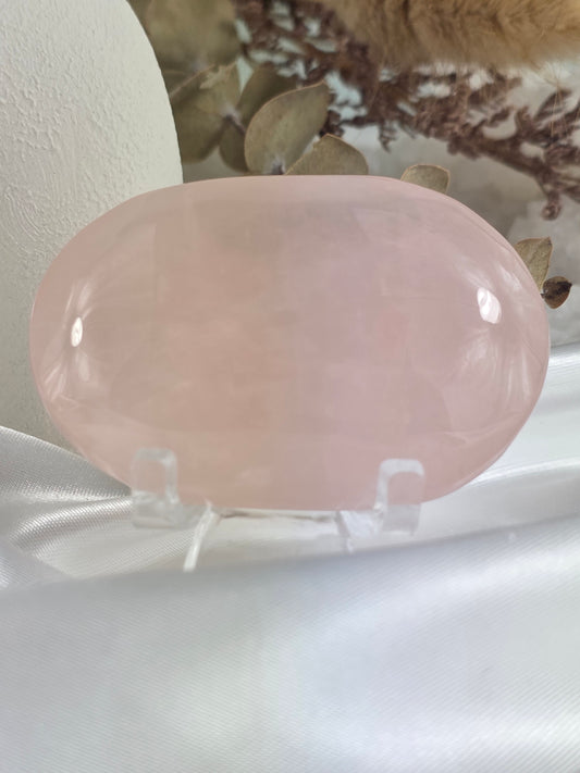 Rose Quartz Palm Stone #M6 - Crystal of Unconditional Love & Healing | Heart Chakra Stone for Self-Love & Emotional Balance