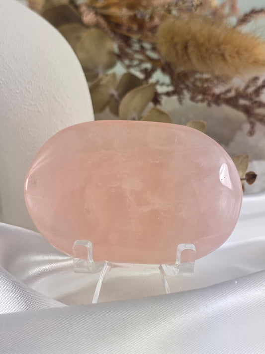 Rose Quartz Palm Stone #M9 - Crystal of Unconditional Love & Healing | Heart Chakra Stone for Self-Love & Emotional Balance