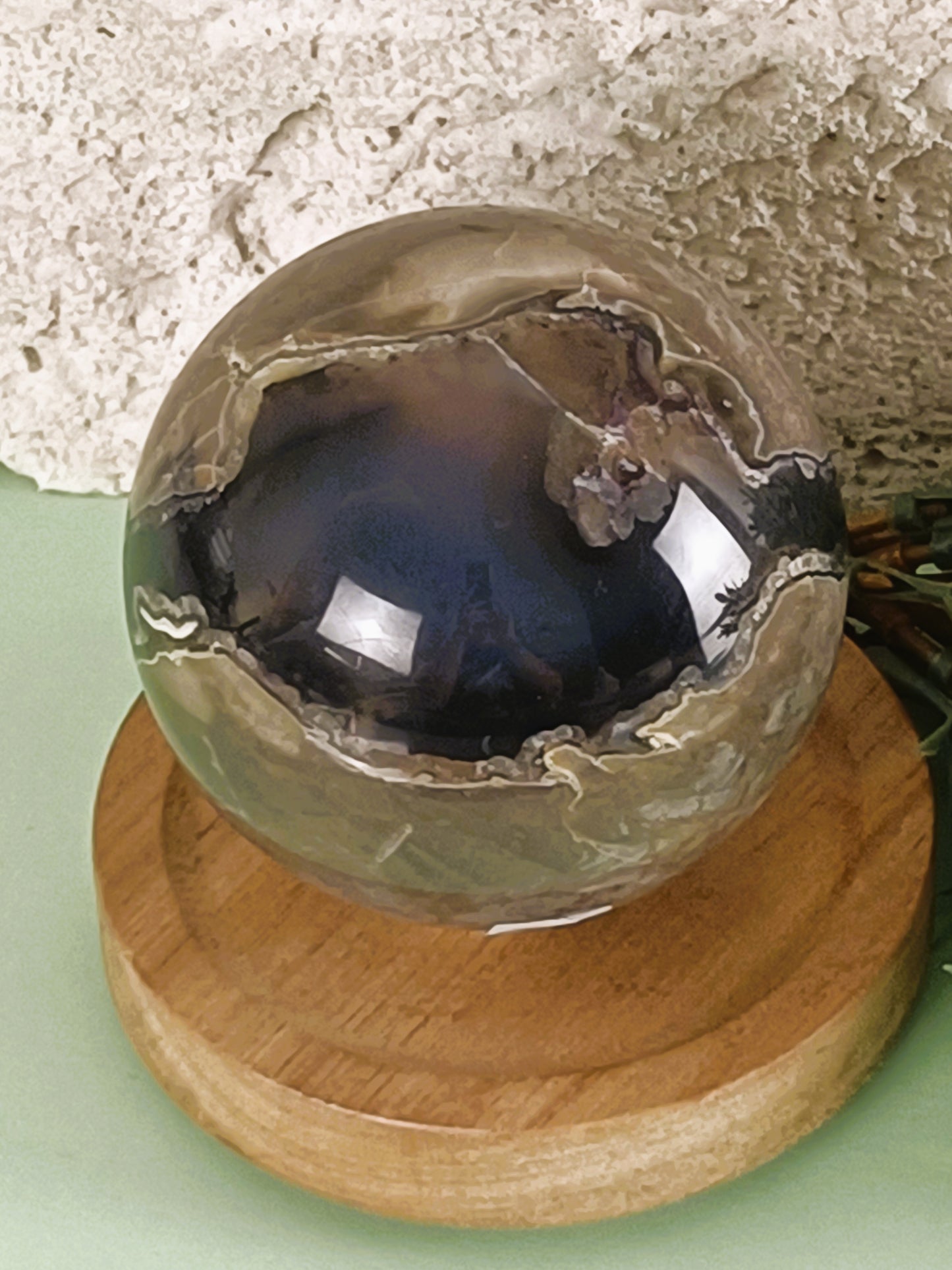 Volcanic Agate Sphere (UV reactive) #175