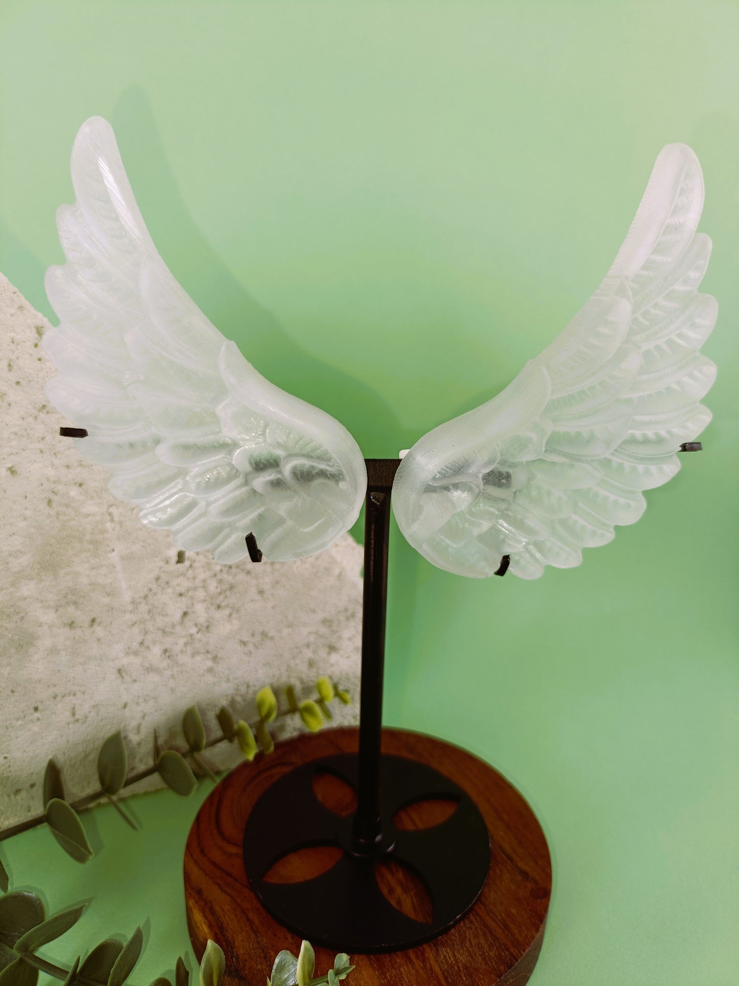 Selenite Angel Wings on Stand #171