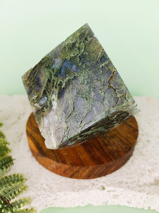 Moss Agate Cube #174