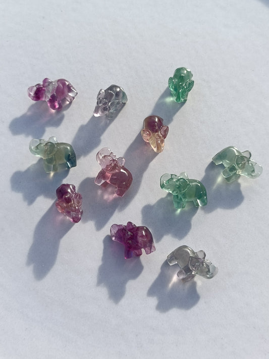 Rainbow Fluorite Mini Elephant – Calm, Clarity and Soul Connection