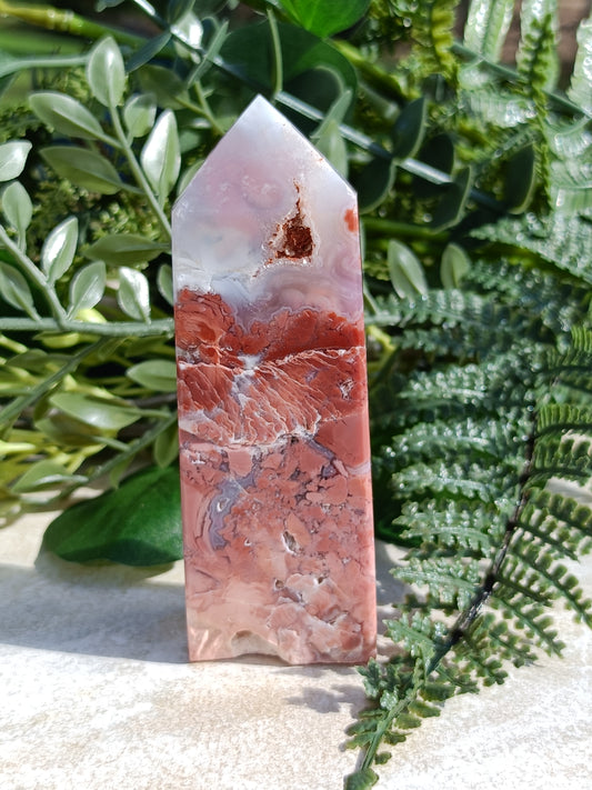 Pink Lace Agate Point #62 – Gentle Calm, Emotional Healing and Heart Comfort