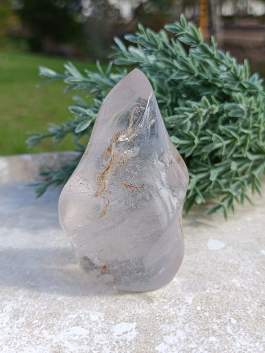 Clear Quartz Flame, with Golden Healer Inclusions #281