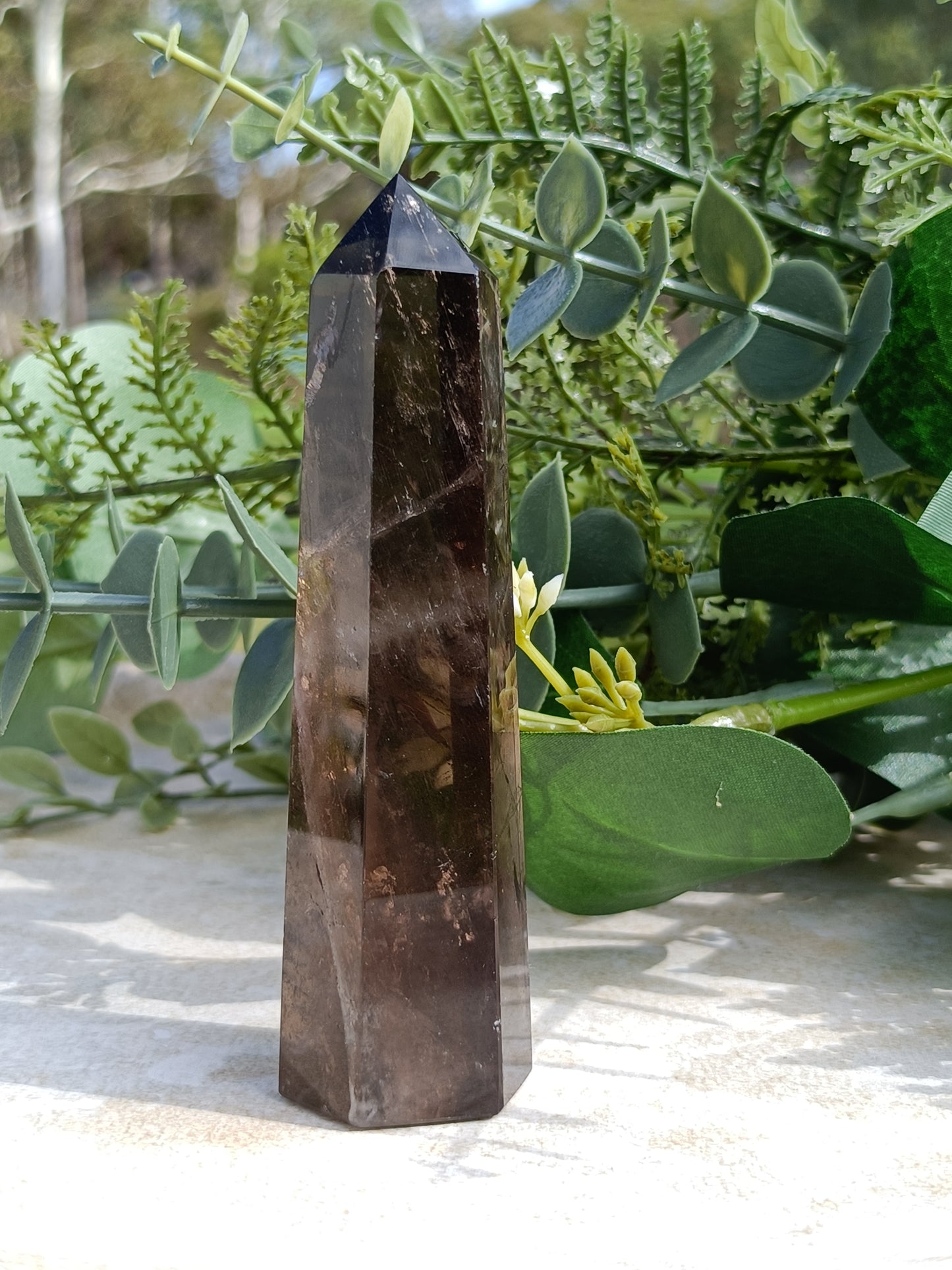 Tourmalinated Smoky Quartz Point #190