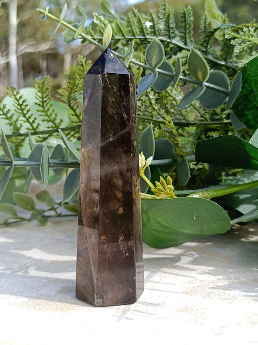 Tourmalinated Smoky Quartz Point #190