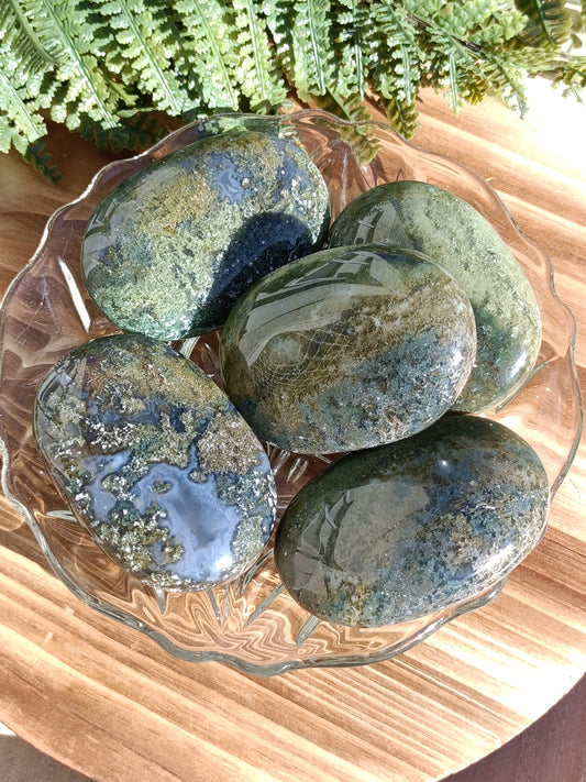 Moss Agate Palm Stones